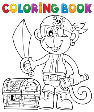 Coloring book pirate monkey image 2