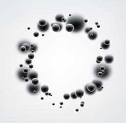 Round background with black bubbles.