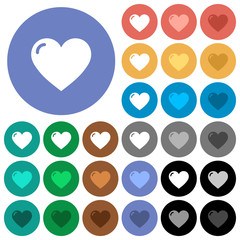 Heart shape round flat multi colored icons