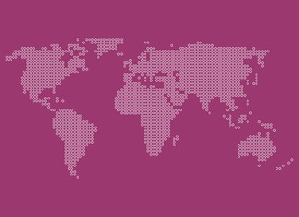 Violette Weltkarte mit weißen Kreisen