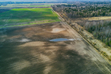 Aerial view of agriculture fields in Lithuania
