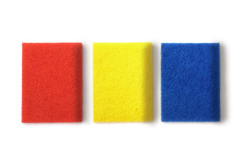 Three rectangles of blue, yellow and red on a white background