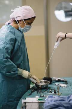 The medics making a procedure