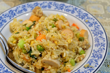 Fototapeta na wymiar Fried Rice with Vegetables.