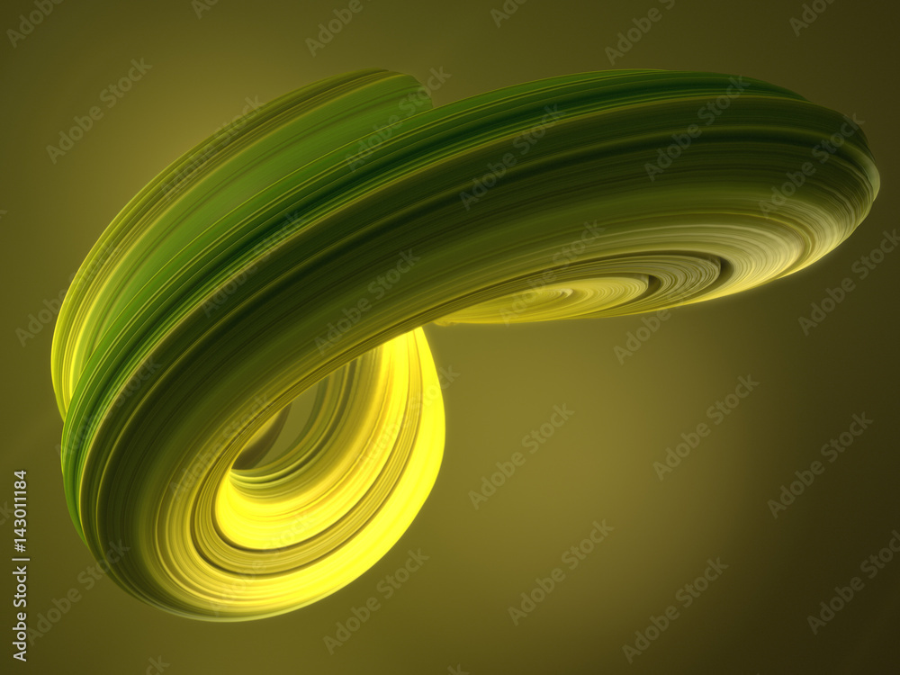 Aufkleber green twisted shape. computer generated abstract geometric 3d render illustration