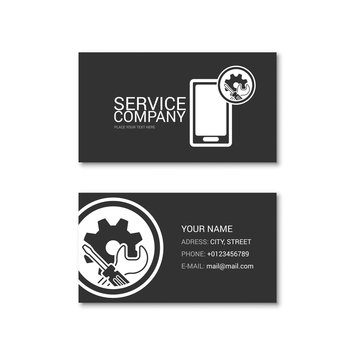 Simple business card of cell phone repair shop