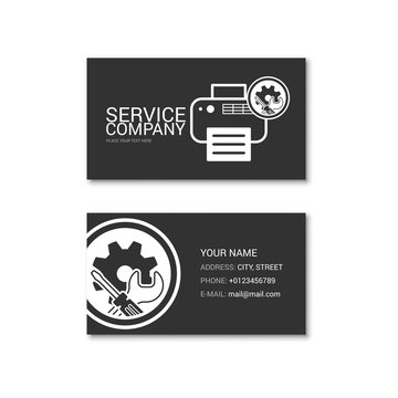 Simple business card of printer repair shop