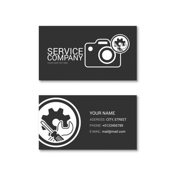 Simple business card of camera repair shop