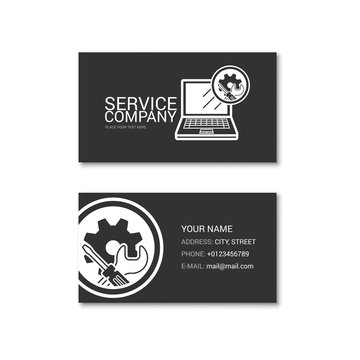 Simple business card of computer repair shop