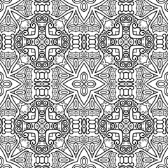 Vector Monochrome Abstract Pattern. Decorative Seamless Background. For Coloring