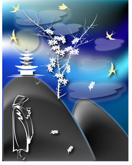 Naklejka premium tree with birds
