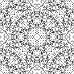 Vector Seamless Monochrome Pattern. Printable Coloring Pages. Hand Drawn Decorative Scales