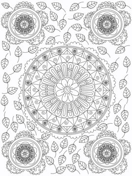 Mandala flower coloring vector for adults