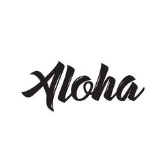 aloha, text design. Vector calligraphy. Typography poster. - obrazy, fototapety, plakaty