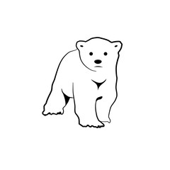 Vector sign abstract little white bear in outline