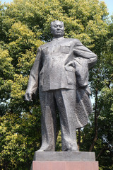 Statue of Chen Yi, first mayor of Shanghai on the Bund in Shanghai. This 5.6m high bronze sculpture was erected at 1993 in Shanghai, China