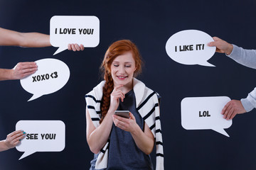 Woman using a communicator