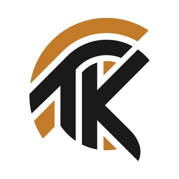 letter logo vector. t and k logo. helmet of knight logo.