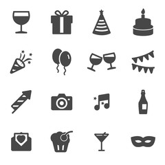 Vector black party icons set