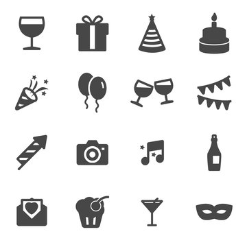 Vector black party icons set