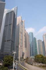 Fototapeta premium Lujiazui financial district skyscrapers buildings landscape in Shanghai,Shanghai Lujiazui is one of the most influential financial center of China