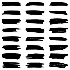 Set of black ink strokes, vector illustration