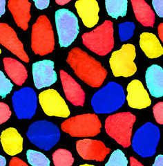 Seamless pattern with different colored watercolor spots