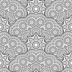 Vector Seamless Monochrome Pattern. Printable Coloring Pages. Hand Drawn Decorative Scales