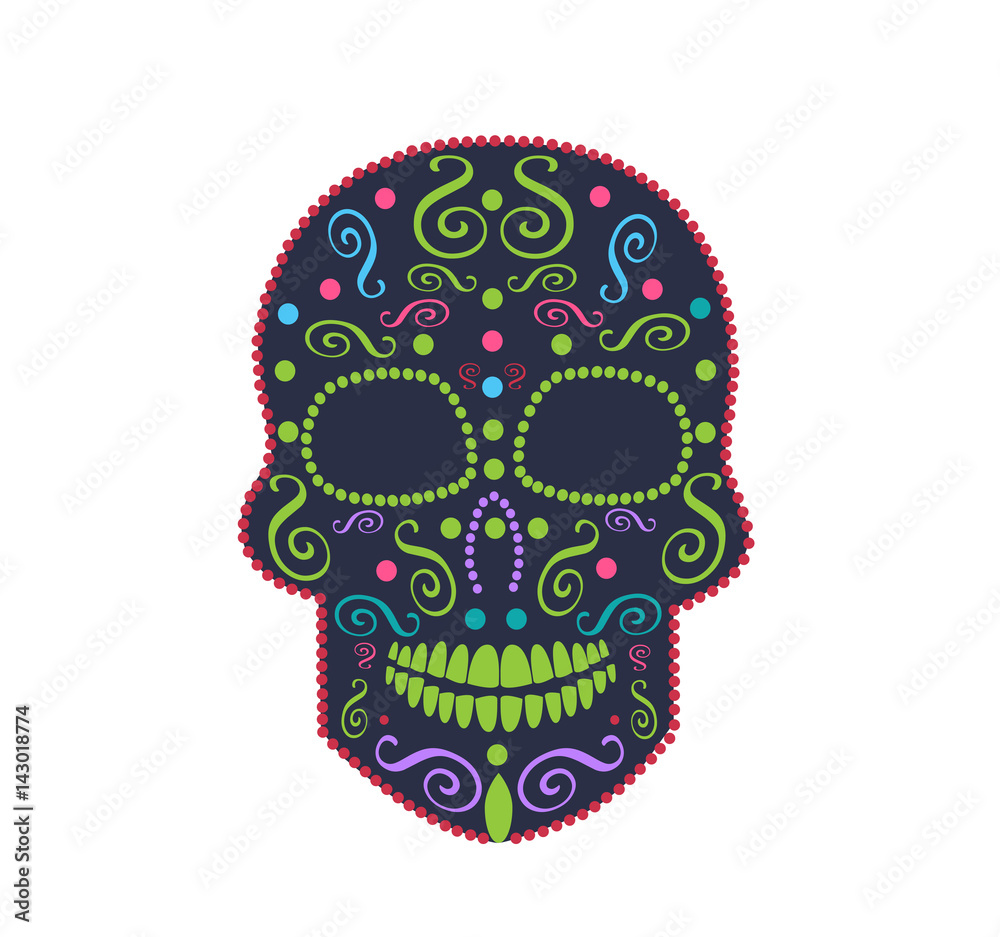 Wall mural skull vector icon ornament for fashion desig, background or pattern