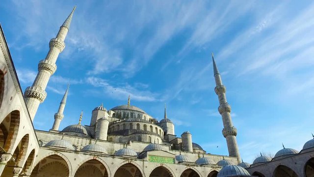 Istanbul. Sultan Ahmet Mosque, also known as Blue Mosque. 4k, close up.