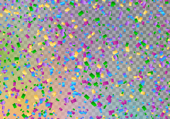 Happy new year background with confetti in the air  on a transparent backdrop
