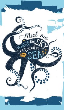 Hand drawn lettering in octopus silhouette