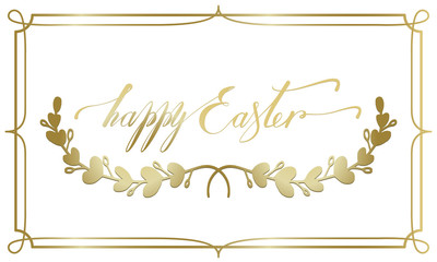 Happy Easter postcard you can use as a tag or a note for a bouquet or a gift. Lettering happy easter. Vector illustration