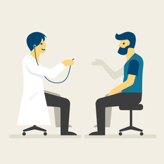 Doctor checking a man health, Medical concept illustration