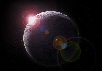Naklejka premium Planet in cosmic space abstract illustration. Night sky full of stars.