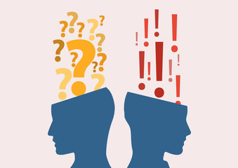 Vector illustration Concept of doubt and certainty