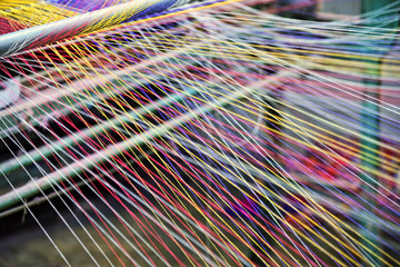 Loom weaving colors threads : Closeup
