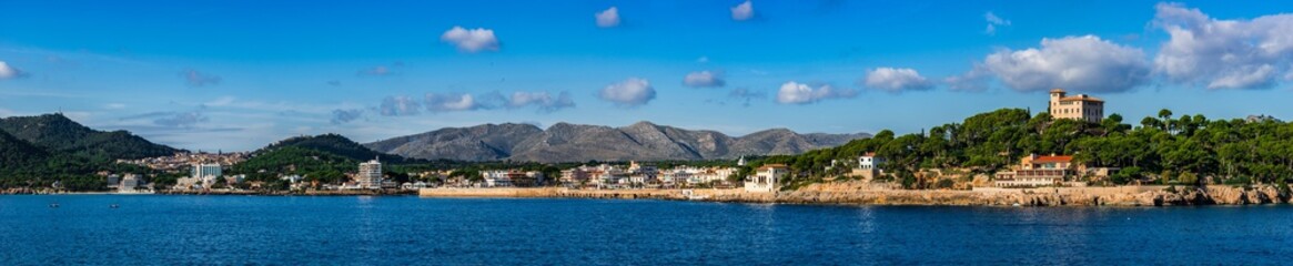Fototapeta na wymiar Spain Majorca island Mediterranean Sea, coastline panorama of the seaside of Cala Ratjada and Capdepera 