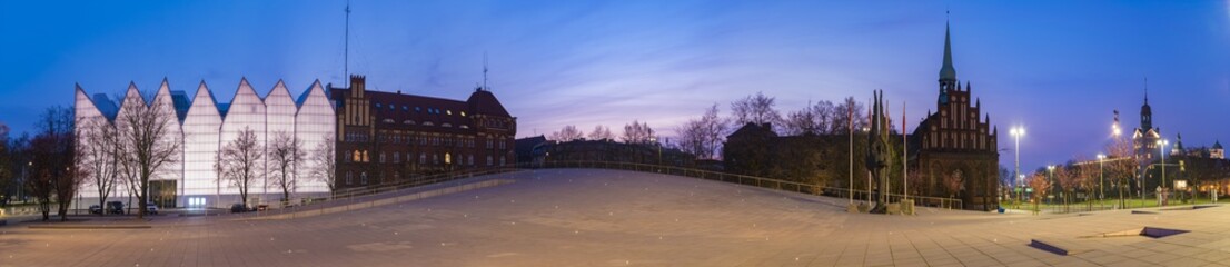 Panorama of the historical and representative part of the city of Szczecin in Poland