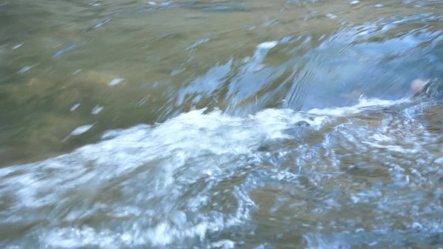 4K Floating Water of a small river in slow motion