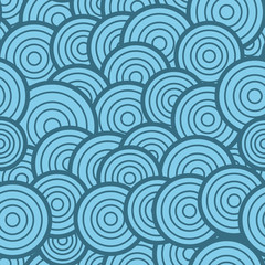 Fototapeta na wymiar Seamless blue circles vector pattern.