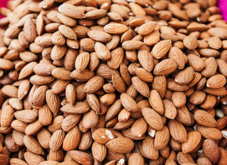 Heap of peeled almonds