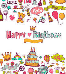 Birthday doodle icons