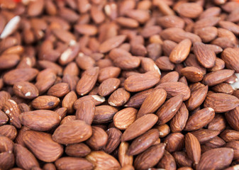 Heap of peeled almonds