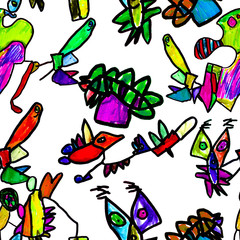 Seamless pattern of kids illustrations