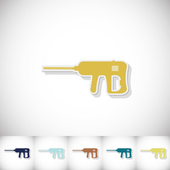 Drill. Flat sticker with shadow on white background