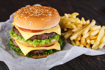 burger and french fries