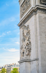 La Paix de 1815 sculpture group on the Arc de Triomphe pillar.