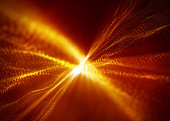Abstract orange particles burst background.
