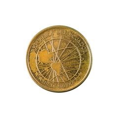 1 ecuadorian centavo coin (2003) reverse isolated on white background